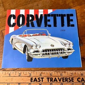 Vintage 1958 Corvette Vintage Print - Bold Blue Background